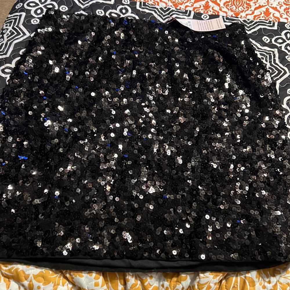 Black sequined mini skirt
